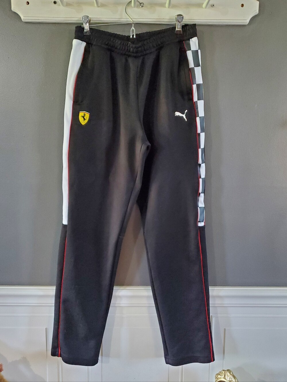 PUMA SCUDERIA FERRARI Race MT7 Checkered Flag Track Pants M